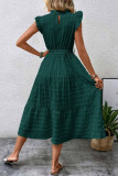 Elegant Solid Bandage Fold Texture Half A Turtleneck A Line Dresses