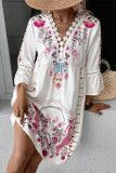 Casual Floral Lace V Neck Printed Dresses