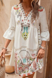 Casual Floral Lace V Neck Printed Dresses