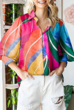 Casual Sweet Floral Turndown Collar Tops