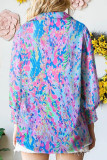Casual Sweet Floral Turndown Collar Tops