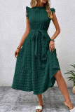 Elegant Solid Bandage Fold Texture Half A Turtleneck A Line Dresses