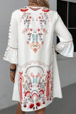 Casual Floral Lace V Neck Printed Dresses