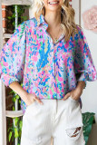Casual Sweet Floral Turndown Collar Tops