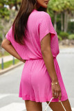 Simplicity Solid Fold V Neck Loose Rompers