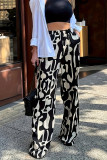 Casual Geometric Print Pocket Loose Wide Leg Full Print Bottoms