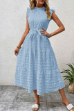 Elegant Solid Bandage Fold Texture Half A Turtleneck A Line Dresses