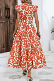 Vintage Elegant Floral Bandage Stringy Selvedge Mandarin Collar Printed Dresses