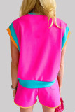Casual Sportswear Solid Contrast O Neck Two Pieces