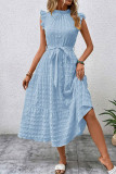 Elegant Solid Bandage Fold Texture Half A Turtleneck A Line Dresses