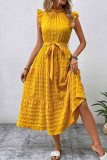 Elegant Solid Bandage Fold Texture Half A Turtleneck A Line Dresses