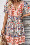 Casual Bohemian Geometric Print V Neck A Line Dresses