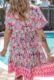 Casual Bohemian Geometric Print V Neck A Line Dresses
