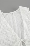 Casual Simplicity Solid Frenulum Fold V Neck Sleeveless Two Pieces