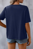 Casual Flowers Embroidered V Neck T-Shirts