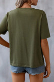 Casual Flowers Embroidered V Neck T-Shirts