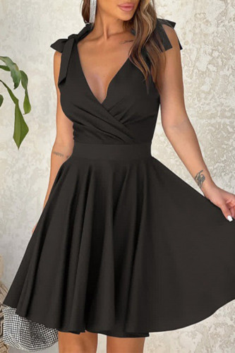 Elegant Solid Flounce V Neck Evening Dresses