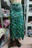 Casual College Print Tie Dye Slit Loose High Waist Type A Full Print Bottoms