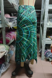 Casual College Print Tie Dye Slit Loose High Waist Type A Full Print Bottoms