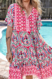 Casual Bohemian Geometric Print V Neck A Line Dresses