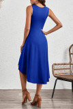 Elegant Solid Fold O Neck Dresses