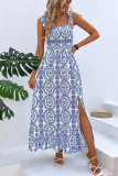 Bohemian Vacation National Totem Print Frenulum Slit Printed Dresses