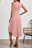 Elegant Solid Fold O Neck Dresses