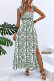 Bohemian Vacation National Totem Print Frenulum Slit Printed Dresses