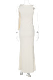 Celebrities Elegant Solid Frenulum Oblique Collar One Step Skirt Dresses