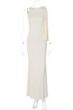 Celebrities Elegant Solid Frenulum Oblique Collar One Step Skirt Dresses