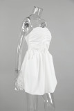 Elegant Solid Pocket Fold Strapless Strapless Dresses