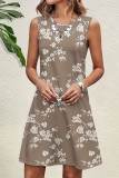 Casual Floral O Neck Vest Dresses