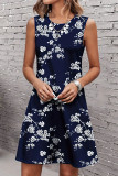 Casual Floral O Neck Vest Dresses