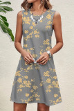 Casual Floral O Neck Vest Dresses