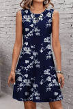 Casual Floral O Neck Vest Dresses