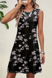 Casual Floral O Neck Vest Dresses