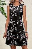 Casual Floral O Neck Vest Dresses