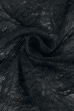 Sexy Solid Lace Hollowed Out See-through O Neck Irregular Dresses