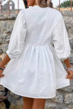 Daily Simplicity Solid Hook Flower O Neck A Line Dresses
