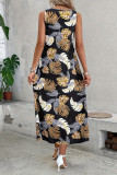 Casual Floral Pocket O Neck Vest Dresses