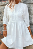 Daily Simplicity Solid Hook Flower O Neck A Line Dresses