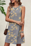 Casual Floral O Neck Vest Dresses