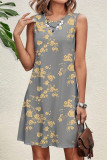 Casual Floral O Neck Vest Dresses