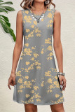 Casual Floral O Neck Vest Dresses