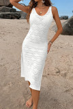 Sexy Vacation Solid Hollowed Out See-through Slit Swimwears Cover Up