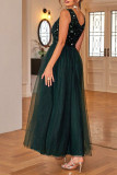 Elegant Formal Solid Sequins V Neck Evening Dresses