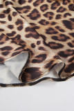 Vintage Elegant Leopard Without Belt Regular High Waist Full Print Bottoms