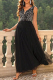 Elegant Formal Solid Sequins V Neck Evening Dresses