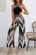 Casual Vintage Color Lump Print Contrast Halter Sleeveless Two Pieces