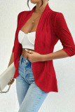 Casual Daily Solid Color Hollow Out Ruffle Turndown Collar Outerwear